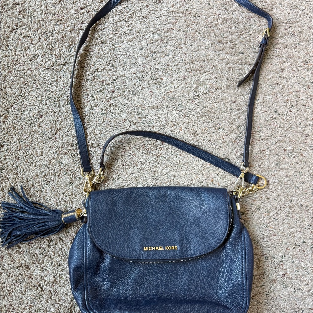 Michael Kors Navy Leather Crossbody Bag